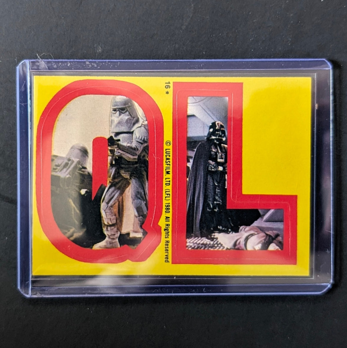 1980 TOPPS Empire Strikes Back sticker card "QL" featuring stormtroopers and Darth Vader by Go Figment