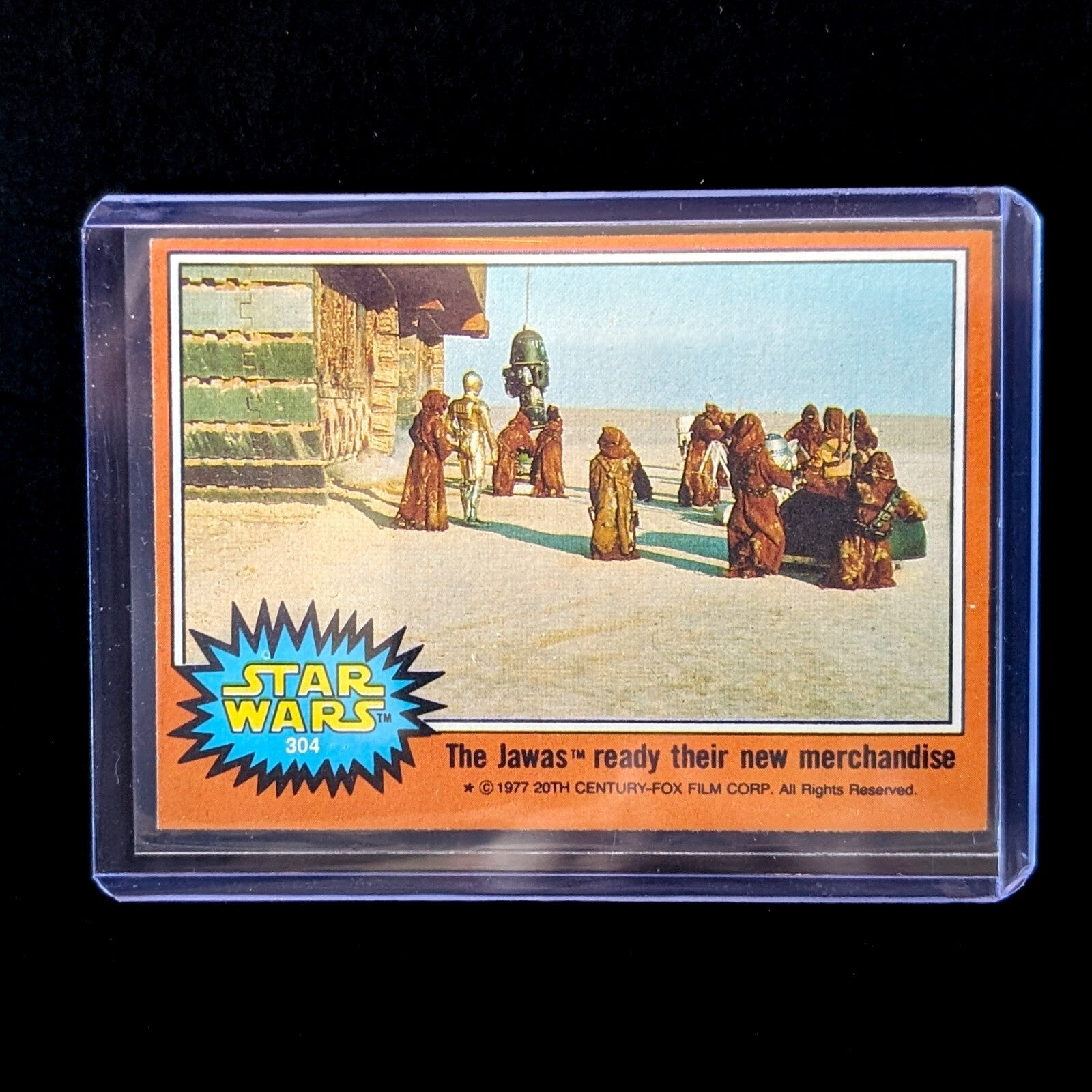 1977 TOPPS STAR WARS trading card 304 The Jawas scene in protective sleeve by Go Figment