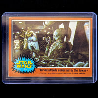 1977 TOPPS STAR WARS Orange Series 4 trading card featuring droids by the Jawas in protective case by Go Figment