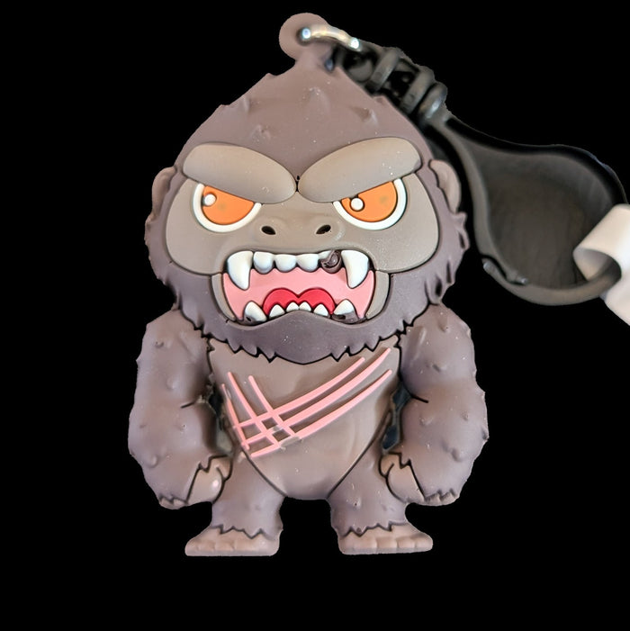 Monogram 3D foam bag clip keychain featuring angry King Kong character from Godzilla vs. Kong limited edition collectible