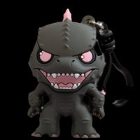 Monogram Godzilla 3D foam keychain inspired by Godzilla-Kong New Empire with detailed scales and fierce expression