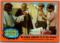 1977 TOPPS STAR WARS Orange Series 4 card 309 birthday celebration for Sir Alec Guinness Go Figment