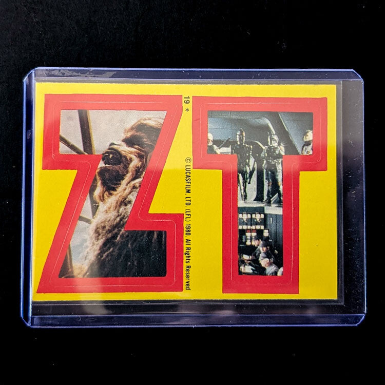 1980 Topps Empire Strikes Back Star Wars sticker featuring Chewbacca and droids in letters ZT by Go Figment