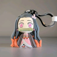Nezuko Kamado anime keychain in 3D foam PVC by Monogram featuring Demon Slayer character with clip for bags