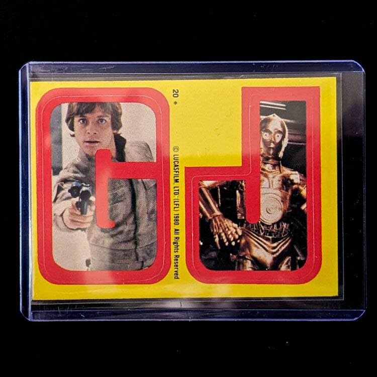 Vintage 1980 TOPPS Empire Strikes Back sticker featuring Luke Skywalker and C-3PO from Go Figment collection
