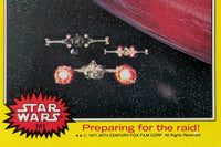1977 Topps Star Wars yellow Series 3 trading card 161 preparing for the raid with starships in space