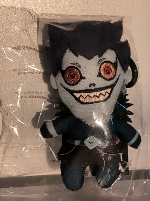 Death Note Ryuk 4.5-inch plush bag clip by Rarewaves in sealed packaging with detailed character features