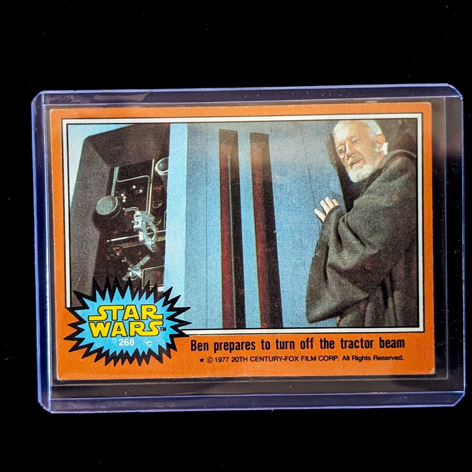 Vintage 1977 Go Figment Star Wars trading card featuring Ben Kenobi turning off tractor beam scene