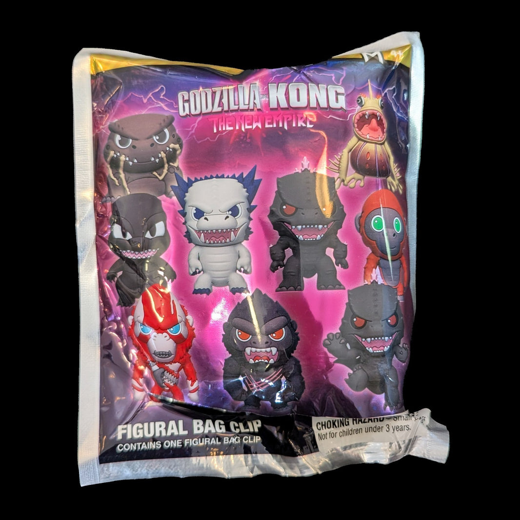 Monogram Godzilla Kong New Empire 3D foam bag clip packaging featuring collectible character designs
