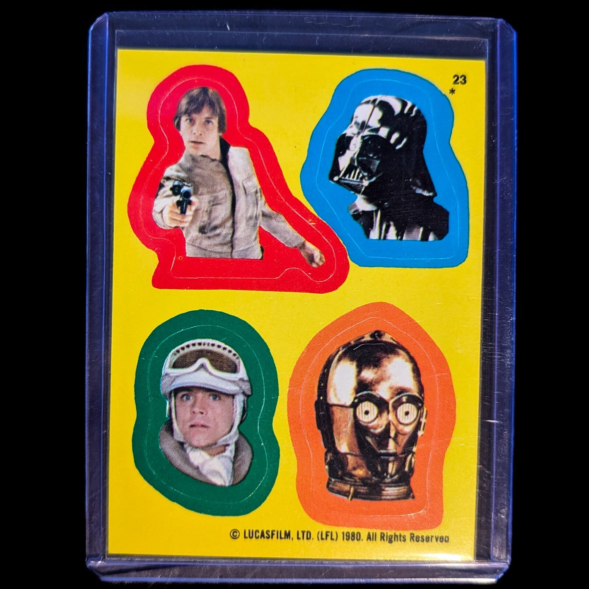 1980 TOPPS Empire Strikes Back vintage stickers featuring Luke, Darth Vader, Rebel soldier, and C-3PO by Go Figment