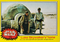 1977 Topps Star Wars yellow Series 3 trading card featuring Luke Skywalker’s home scene number 159