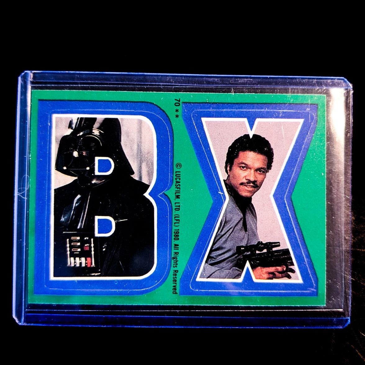 Vintage 1980 TOPPS Star Wars Empire Strikes Back B and X character stickers by Go Figment in protective case