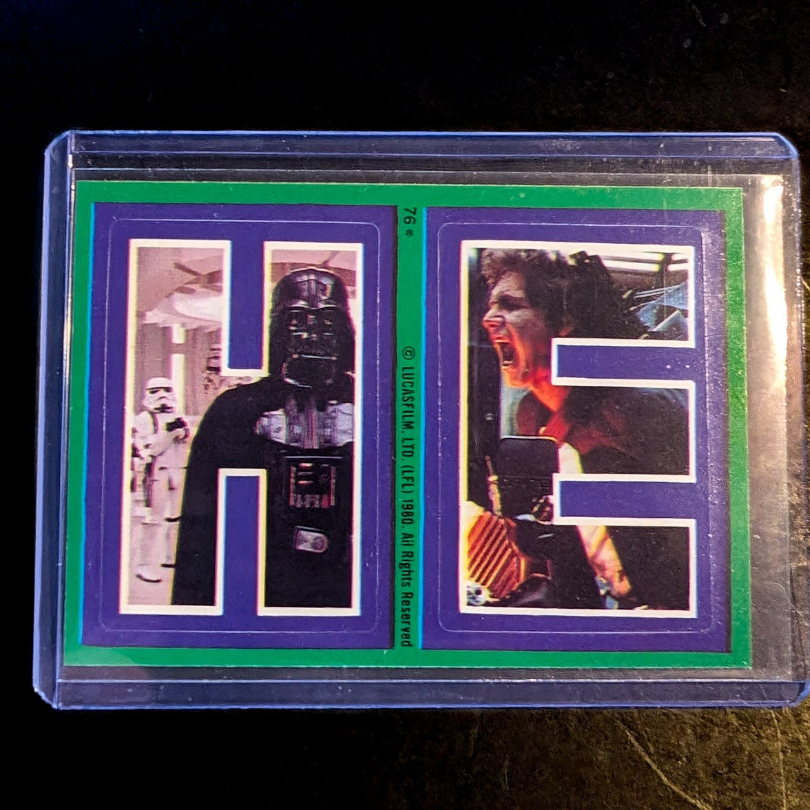 1980 Go Figment Star Wars Empire Strikes Back vintage sticker featuring Darth Vader and Emperor Palpatine letters H and E