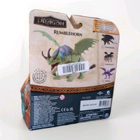 Spin Master 2025 How to Train Your Dragon Rumblehorn movie action figure collectible toy packaging back view.