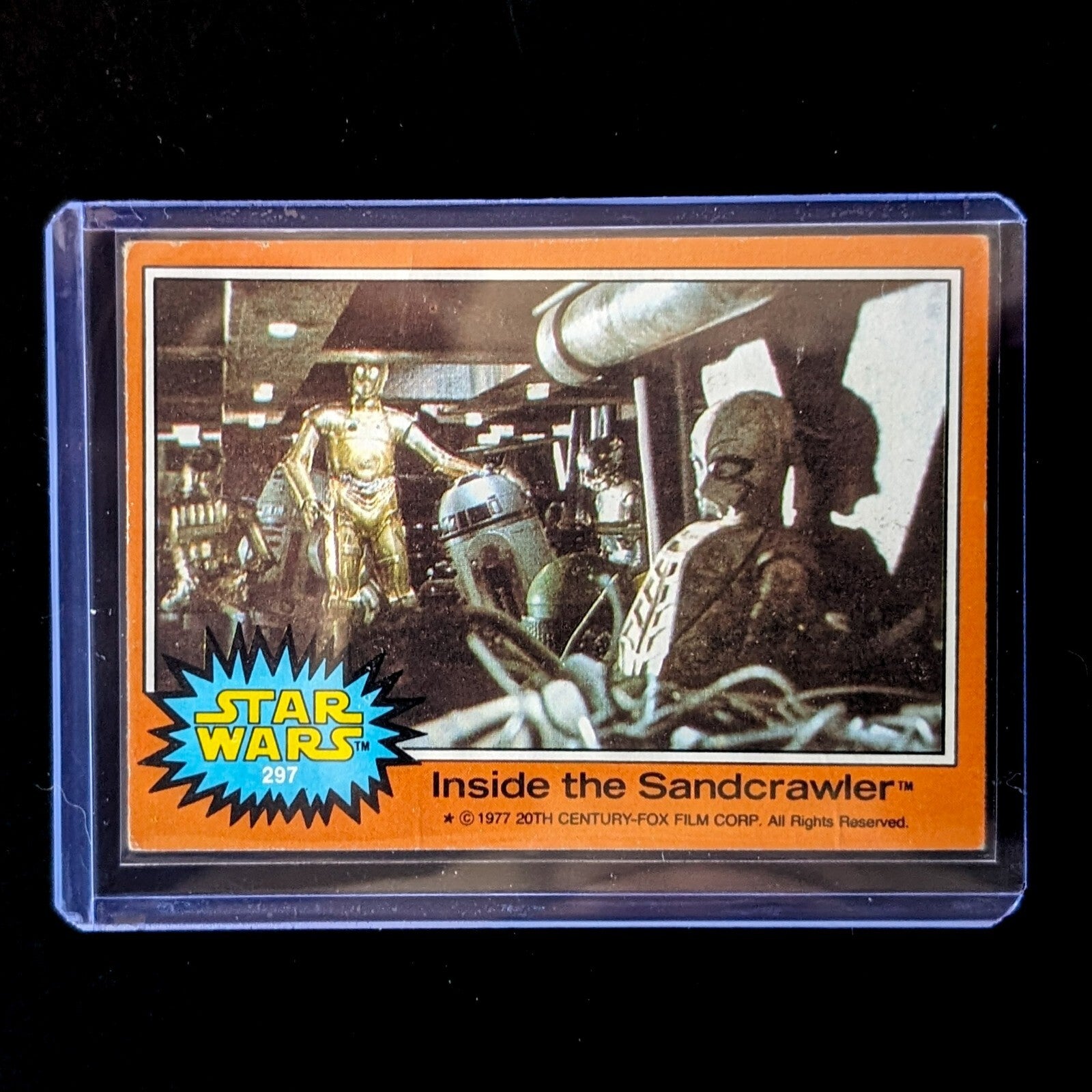 1977 TOPPS STAR WARS trading card Inside the Sandcrawler Orange Series 4 by Go Figment in protective case