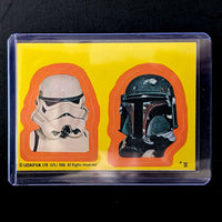 1980 TOPPS Empire Strikes Back stickers featuring Stormtrooper and Boba Fett by Go Figment in vintage condition