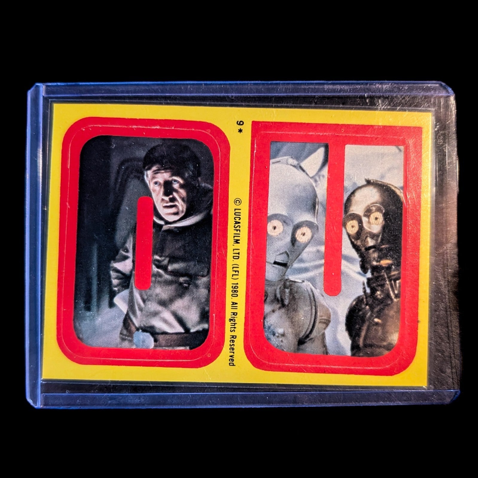 1980 Topps Empire Strikes Back Star Wars sticker card featuring Luke Skywalker and droids offered by Go Figment