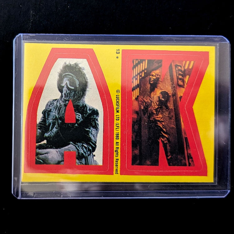 1980 Topps Empire Strikes Back Star Wars letter stickers A and K in protective case by Go Figment