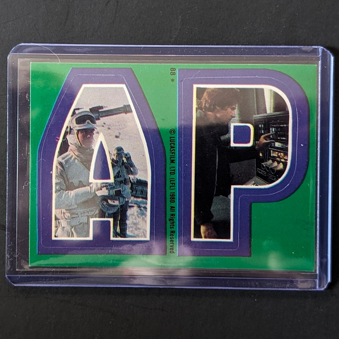 1980 TOPPS Empire Strikes Back Star Wars sticker letters A and P by Go Figment in protective sleeve