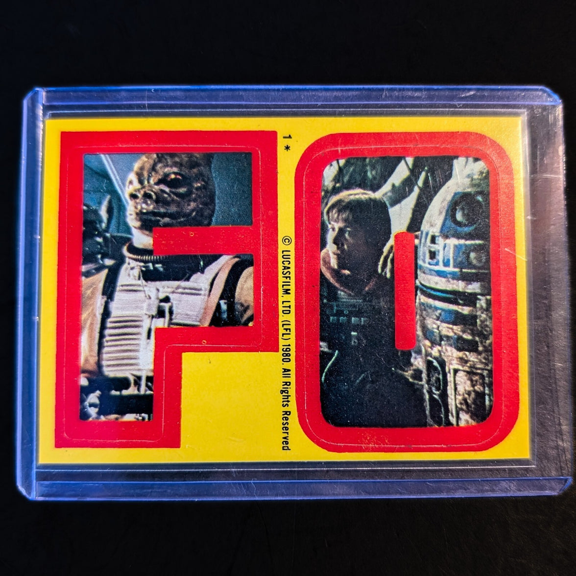 1980 TOPPS Empire Strikes Back sticker card featuring Star Wars characters, offered by Go Figment in very good condition