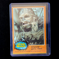 1977 TOPPS Star Wars Orange Series 4 Chewie trading card in protective sleeve by Go Figment