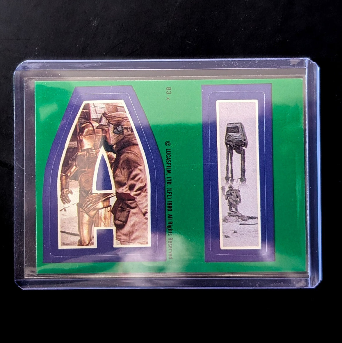 1980 TOPPS Empire Strikes Back sticker with Star Wars characters A and I from Go Figment collection