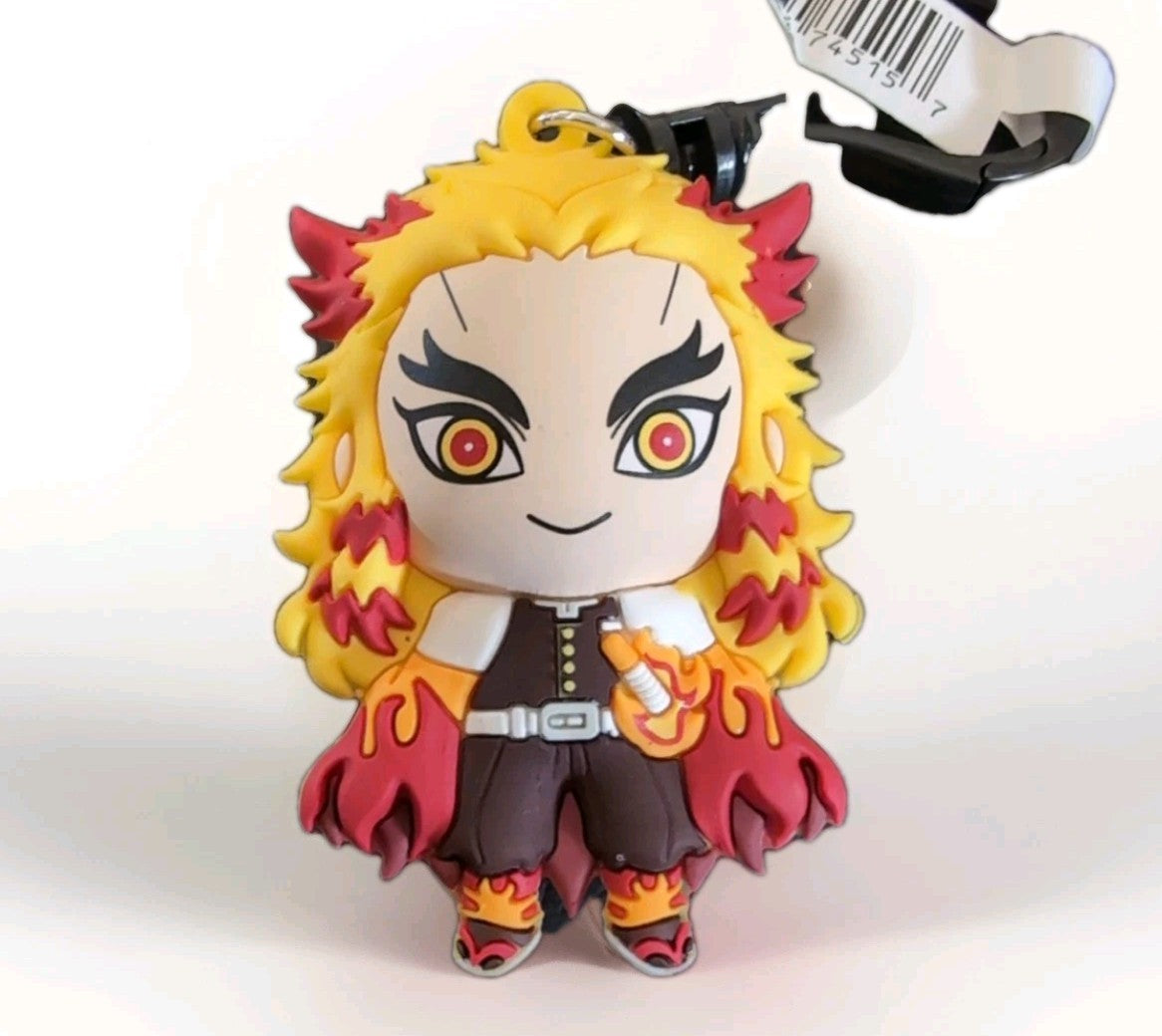 Kyojuro Rengoku bag clip keychain by Monogram made of 3D foam PVC featuring Demon Slayer character design