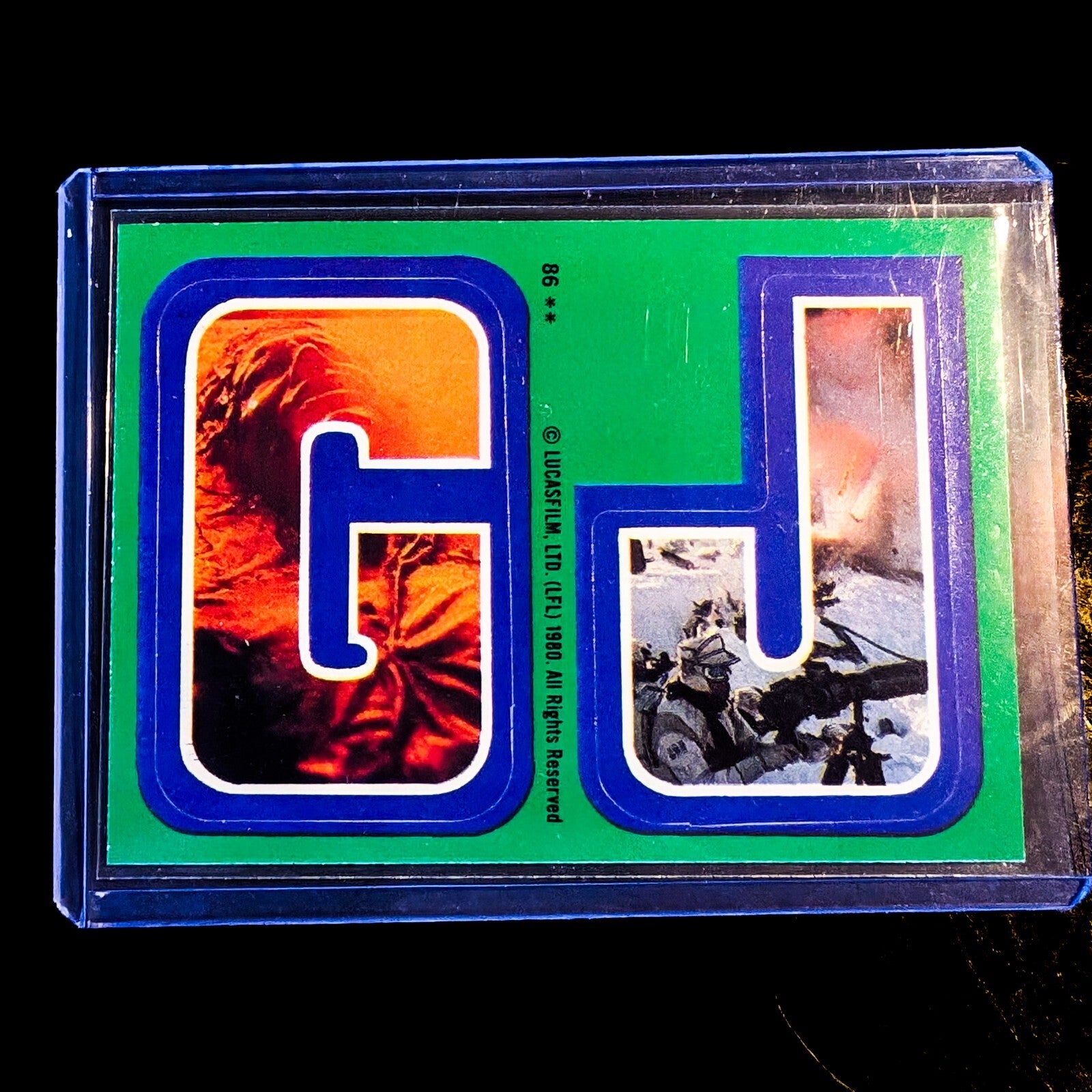 1980 Topps Empire Strikes Back U-Pick vintage sticker "GJ" card by Go Figment, in protective sleeve.