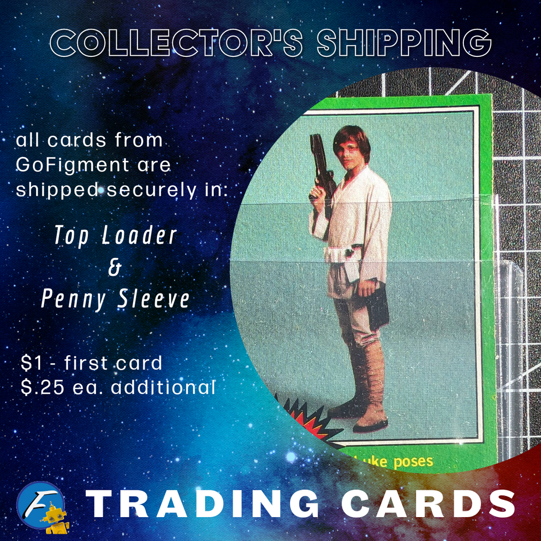 1977 TOPPS Star Wars trading card featuring Luke Skywalker, securely shipped by GoFigment in protective sleeves