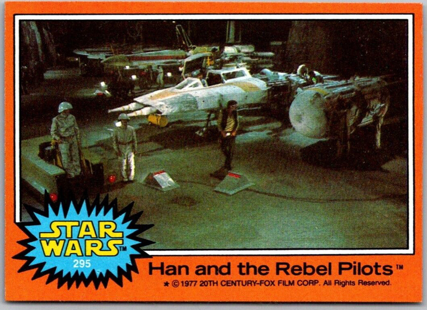 1977 TOPPS STAR WARS trading card 295 Han and the Rebel Pilots orange border by Go Figment