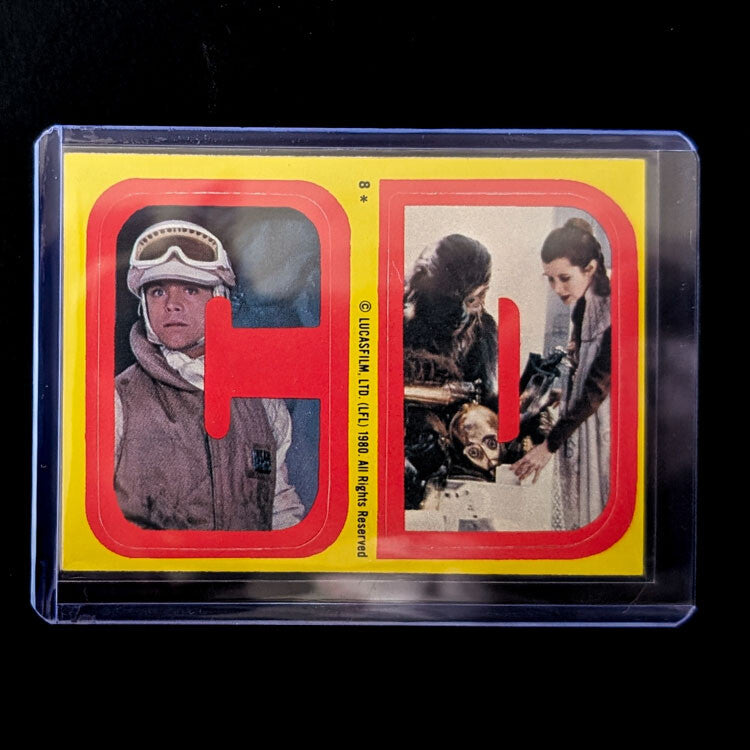 1980 Go Figment Star Wars Empire Strikes Back vintage sticker card featuring Luke Skywalker and Leia Organa letters U-Pick