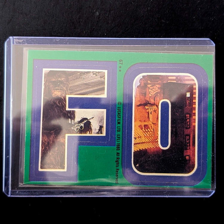 1980 TOPPS Empire Strikes Back Star Wars sticker letters F and O in protective case by Go Figment