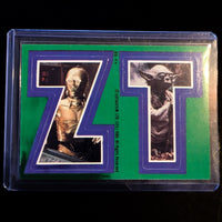 1980 TOPPS Empire Strikes Back stickers featuring C-3PO and Yoda, vintage collectible card by Go Figment