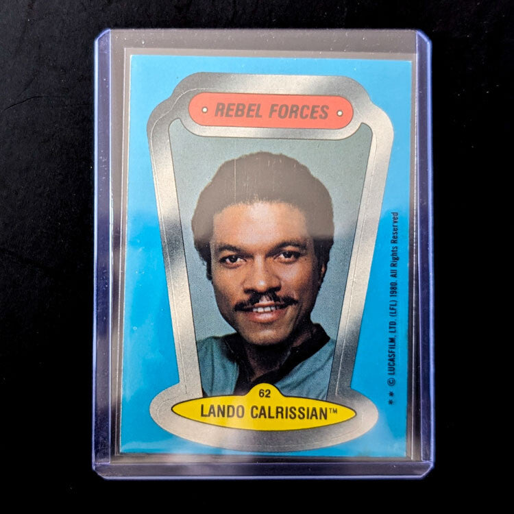 Vintage 1980 Topps Star Wars Lando Calrissian Rebel Forces sticker card by Go Figment in protective case