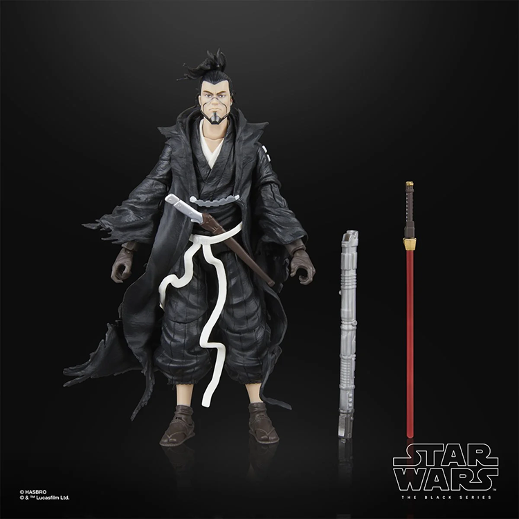 Hasbro Star Wars Black Series Ronin 6-inch action figure with katana and sheath on black background