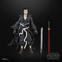 Hasbro Star Wars Black Series Ronin 6-inch action figure with katana and sheath on black background