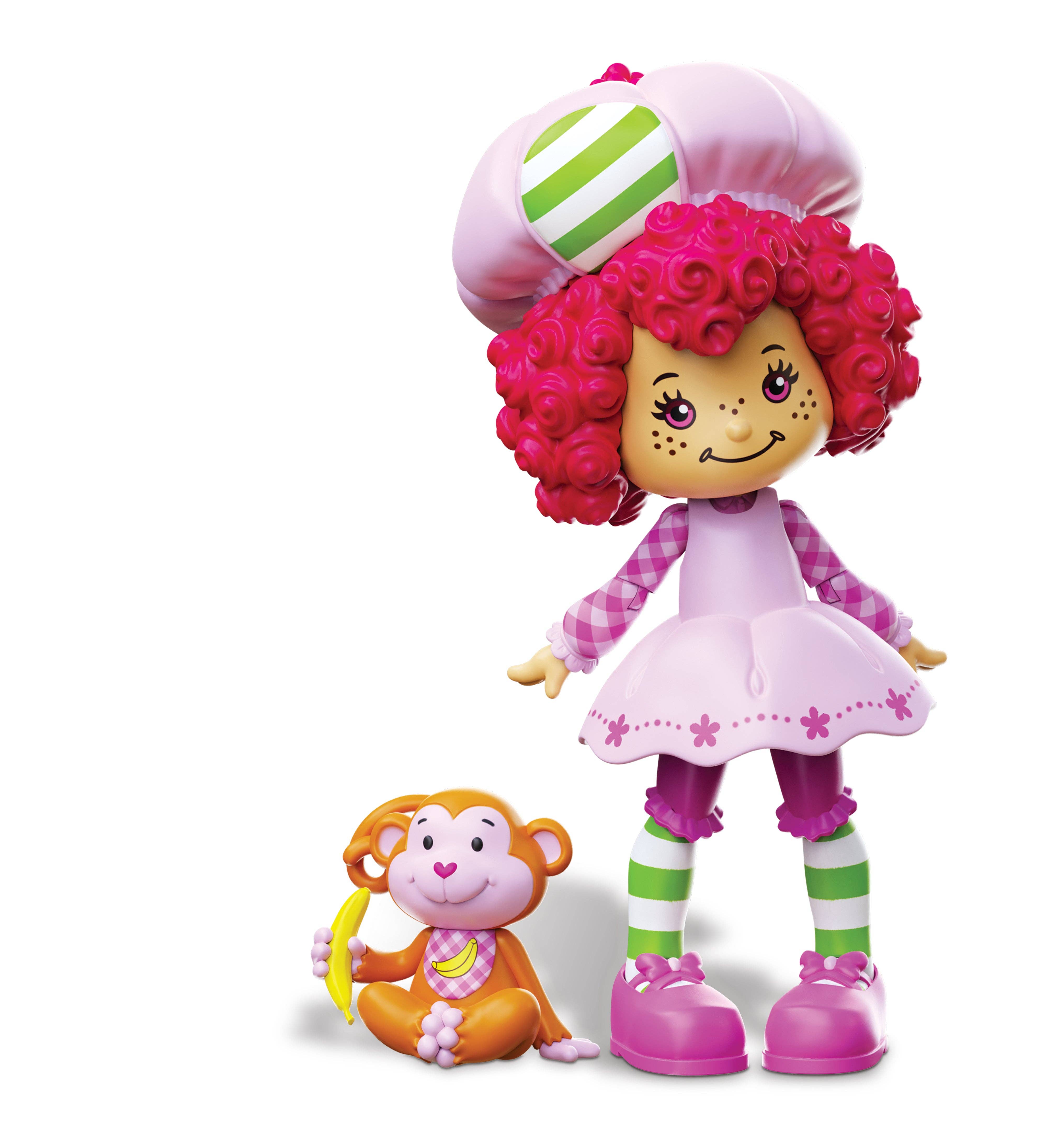 Boss Fight Studio Llc Raspberry Tart classic figure with curly hair, pink chef outfit, striped green socks, and playful monkey accessory