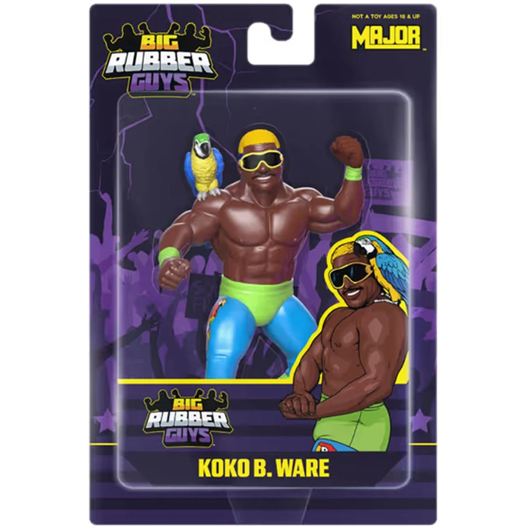 Koko B. Ware Major Big Rubber Guys 1:9 Scale 8-Inch Posed Wrestling Figure by Major with bright blue and green attire