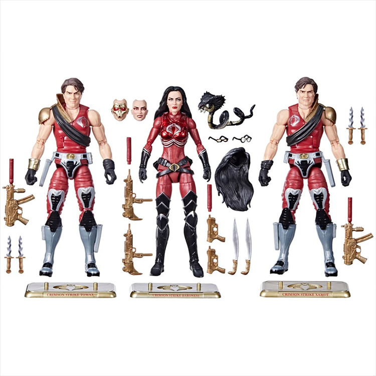 Hasbro GI Joe Classified Series COBRA 3 Pack featuring Baroness, Tomax, and Xamot action figures with accessories
