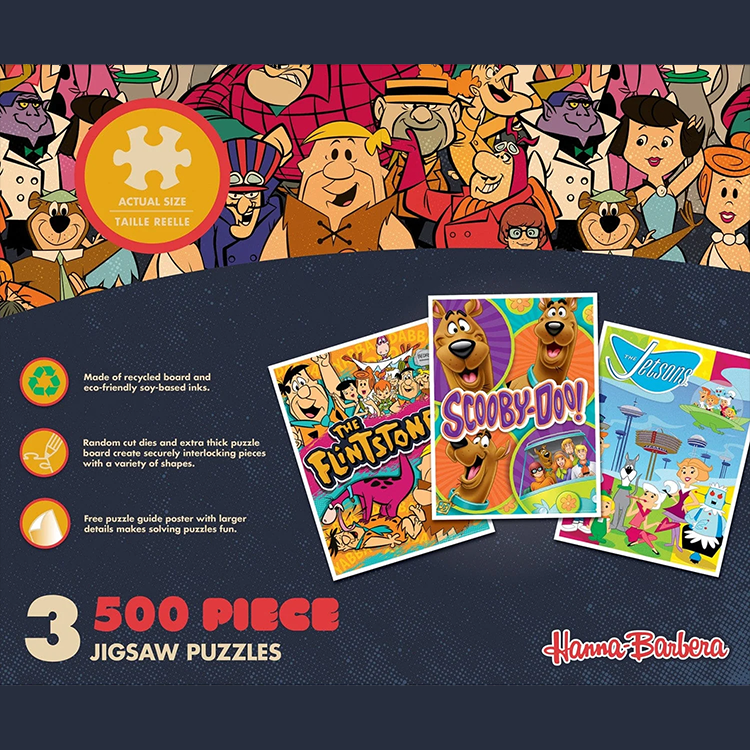 Hanna-Barbera 3 pack of 500 piece puzzles by Master Pieces featuring Flintstones Scooby-Doo and Jetsons designs