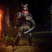 Kyle Budo action figure in samurai armor holding sword and gun in forest setting by Hasbro GI Joe Classified Series