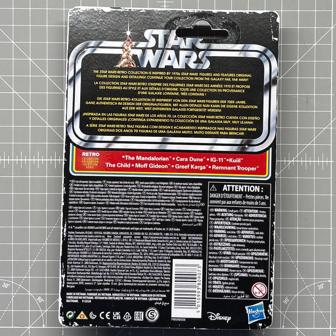 The Mandalorian Star Wars Retro Collection Action Figure 1:18 Scale MANDO Kenner packaging back view