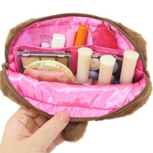 Official Sekiguchi Monchhichi Square Plush Pouch by K-Wonderland featuring a soft spacious character design, often searched as a Monchichi organizer.