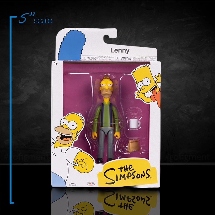 Jakks Pacific Lenny Leonard 5 inch action figure with bag and mug in The Simpsons branded packaging
