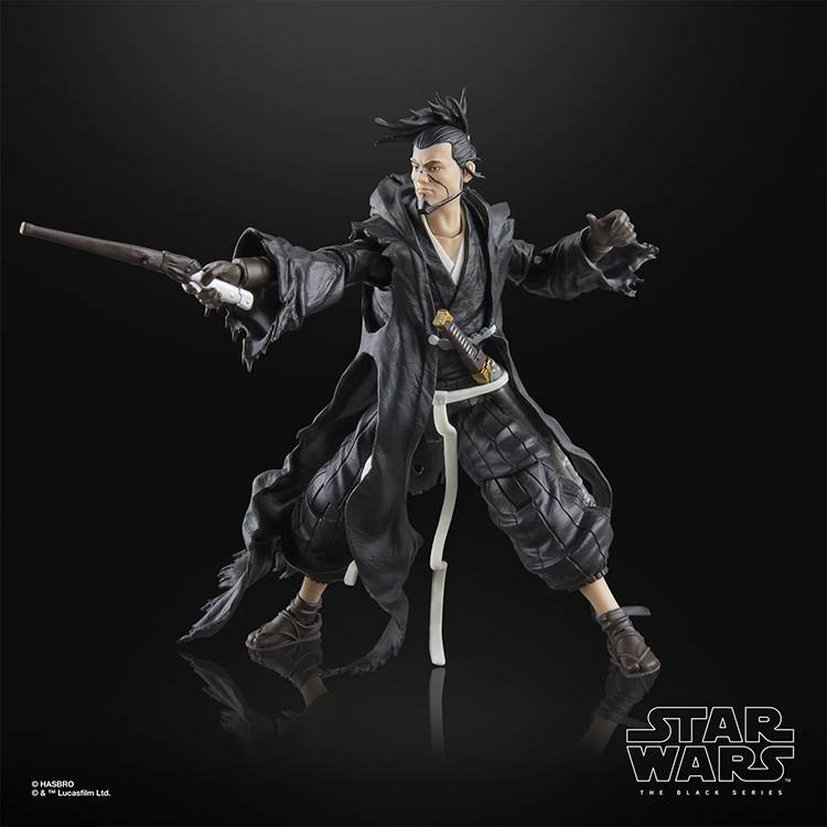 Hasbro Star Wars Black Series The Ronin 6-inch action figure in dynamic samurai-inspired pose with sword and pistol