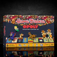 Hasbro Hanna Barbera OPOLY board game box featuring classic cartoon characters and collectible metal tokens in colorful design