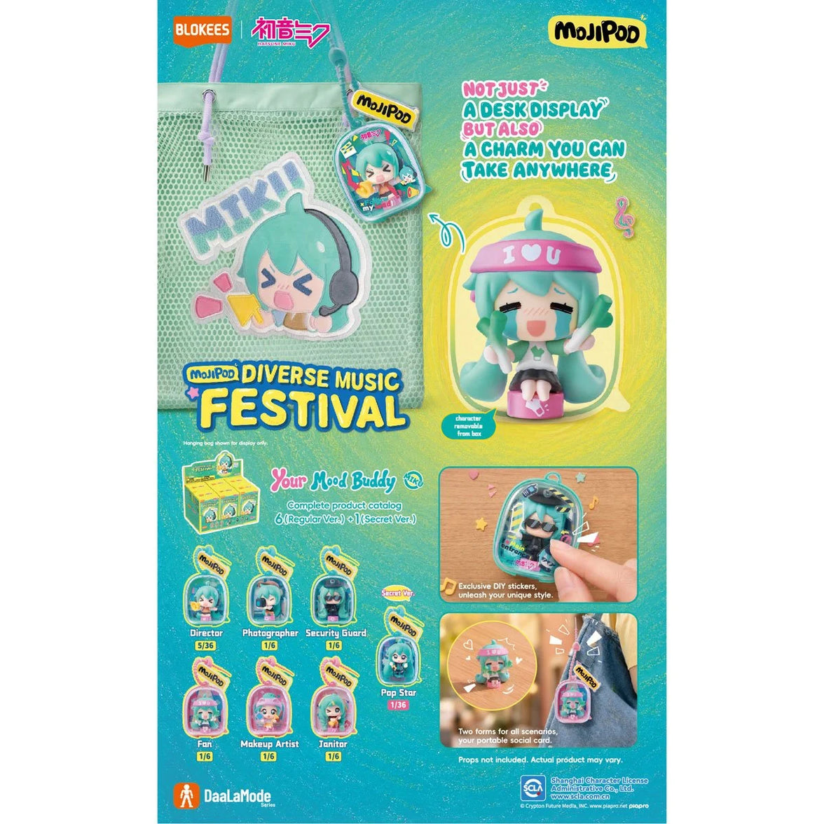 Hatsune Miku Blokees Mojipod Model Kit Diverse Music Festival Case of 6 with Miku characters and colorful cases