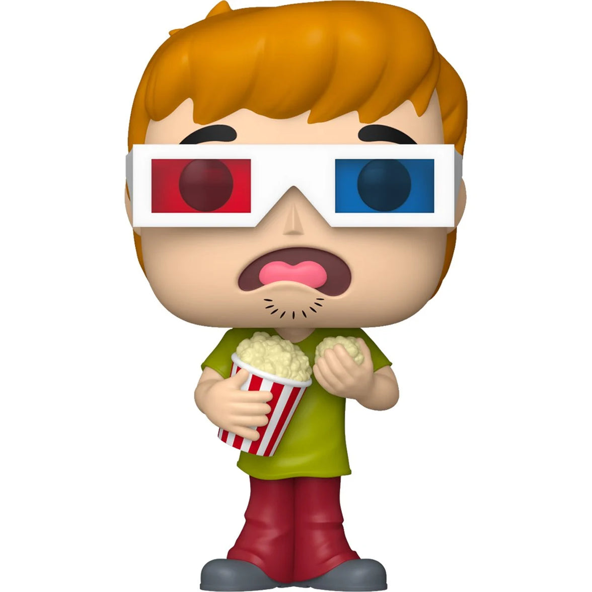 Funko Pop Scooby-Doo Shaggy figure wearing 3D glasses holding popcorn and a popcorn ball vinyl collectible
