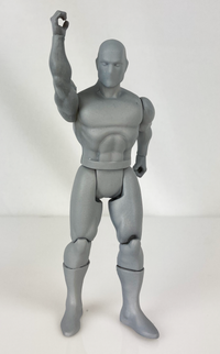 Boss Fight Studio Llc Power Stars 5-inch gray blank muscular action figure with raised arm on plain white background