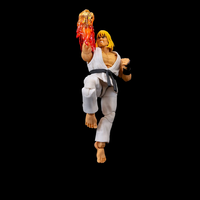 Jada Toys Ultra Street Fighter II Ken Player 2 action figure in white gi with translucent flame effect on fist against black background